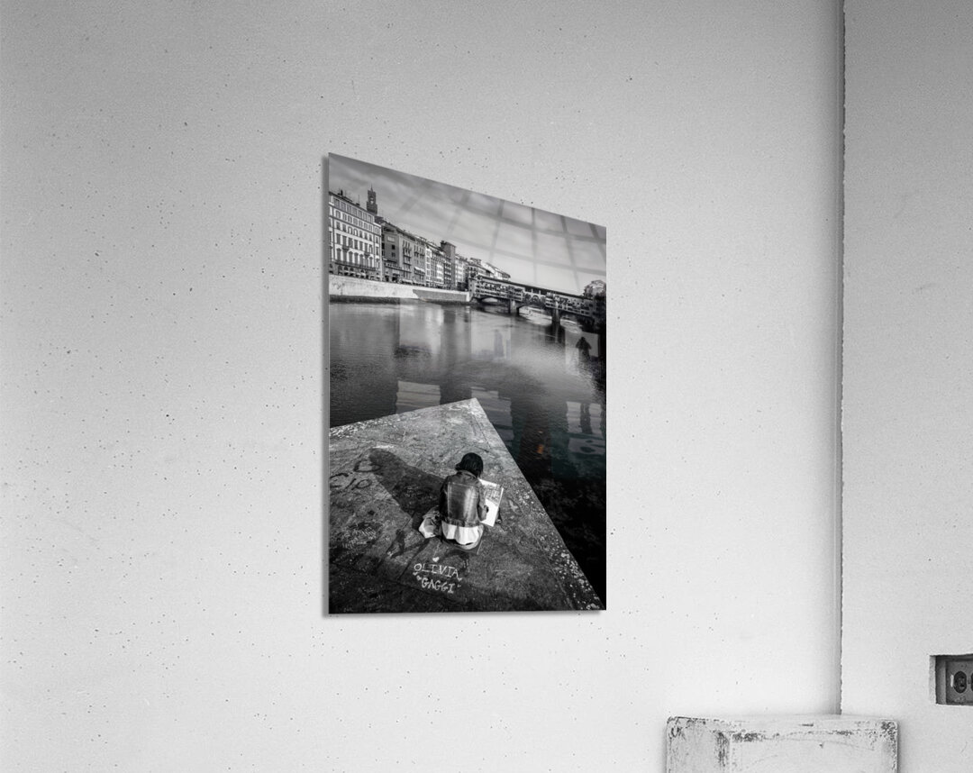 Sketching the Ponte Vecchio Acrylic Print