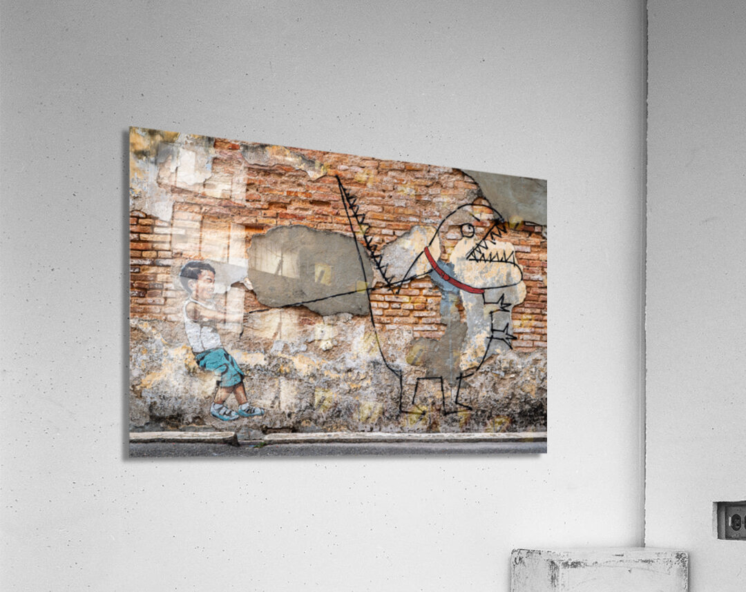 Boy With Dinosaur Acrylic Print