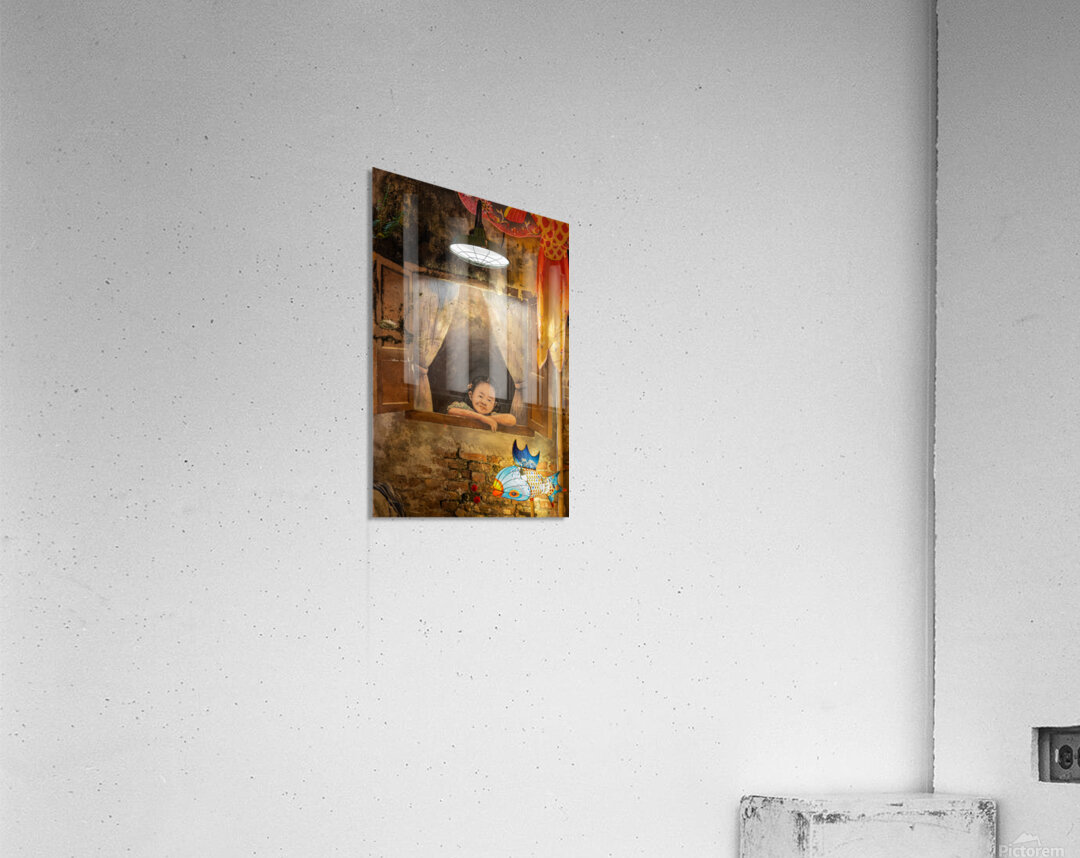 Window Girl with Fish Acrylic Print