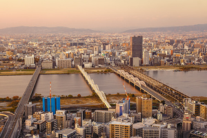 Evening Over the Yodogawa River by Dave Bowman