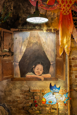 Window Girl with Fish