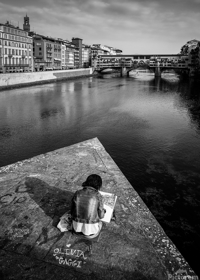 Sketching the Ponte Vecchio  Print