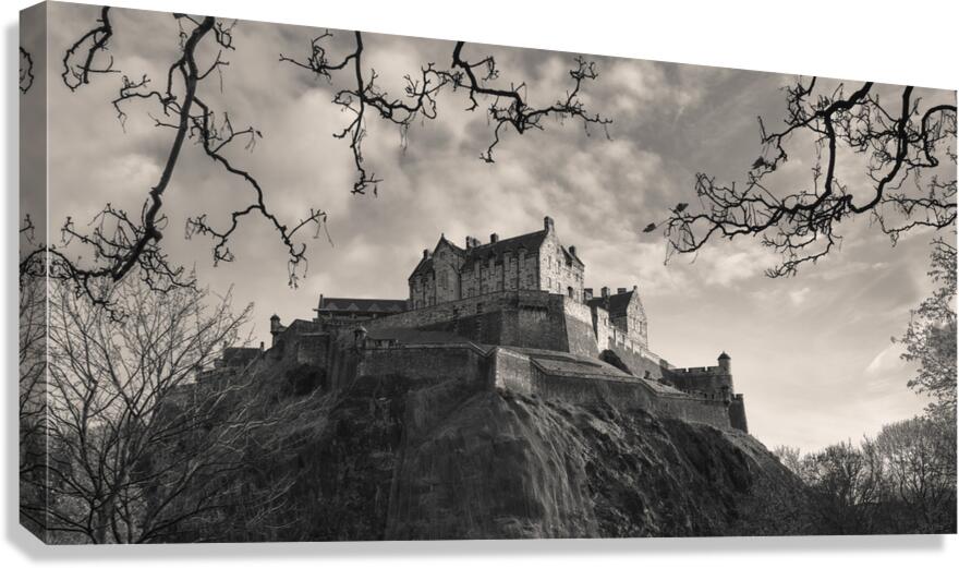 Edinburgh Castle in Monochrome Canvas Print