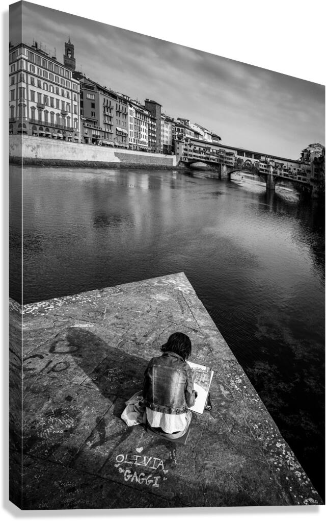Sketching the Ponte Vecchio Canvas Print
