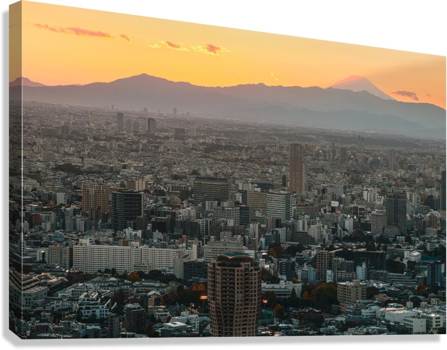 Tokyo and Mount Fuji at Sunset Canvas Print