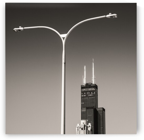 Willis Tower and Lamp by Dave Bowman