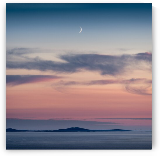 Crescent Moon Over North Uist by Dave Bowman