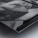 Girl with Magnifying Glass and subject Metal print