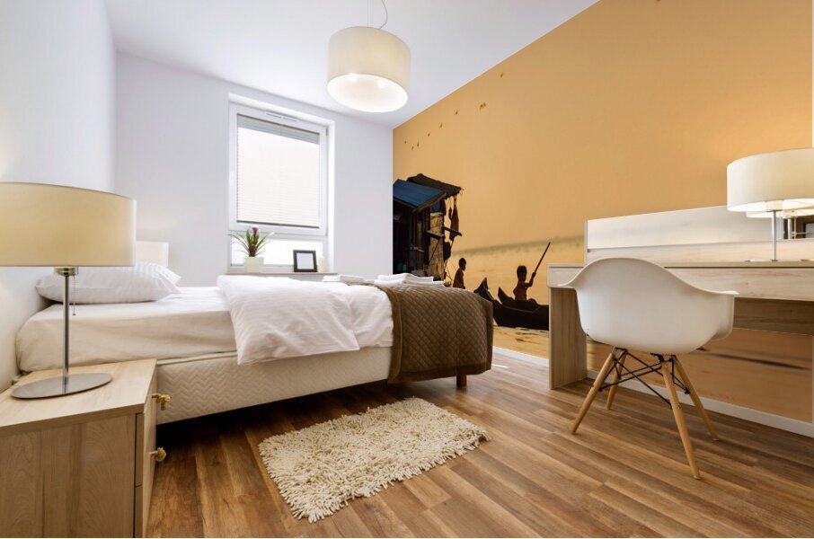 Life in the Floating Village Mural print