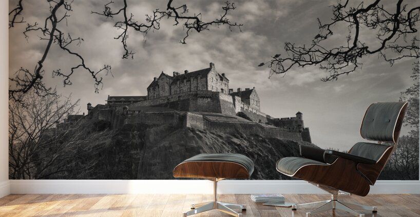 Edinburgh Castle in Monochrome Wall Murals