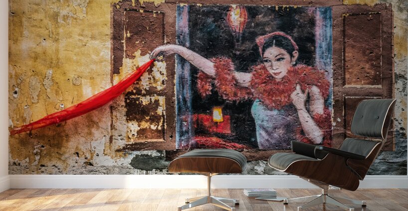 Lady with Red Scarf Wall Murals
