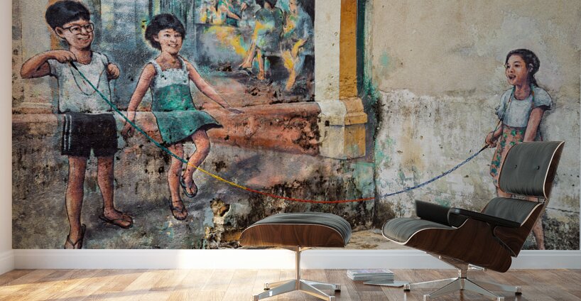 Skipping in Kwai Chai Hong Wall Murals