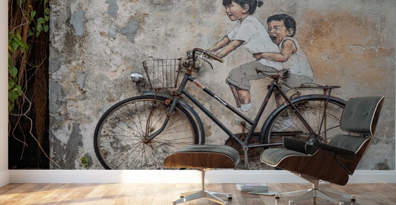 Little Children on a Bicycle Wall Murals