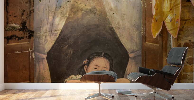 Window Girl with Fish Wall Murals