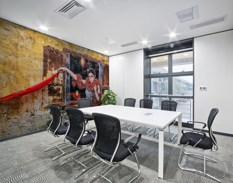 Lady with Red Scarf Wall Printing