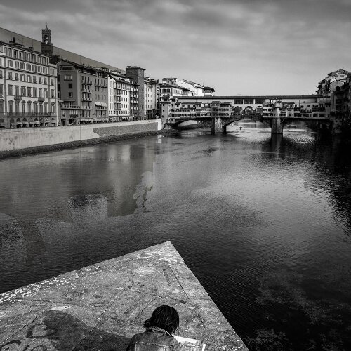 Sketching the Ponte Vecchio Wall Printing