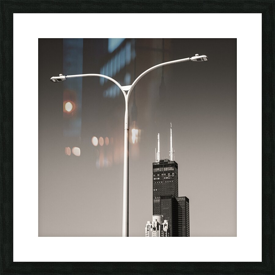 Willis Tower and Lamp Picture Frame print
