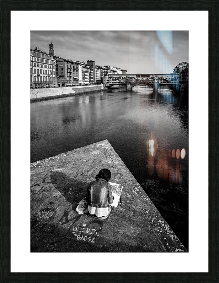 Sketching the Ponte Vecchio Picture Frame print
