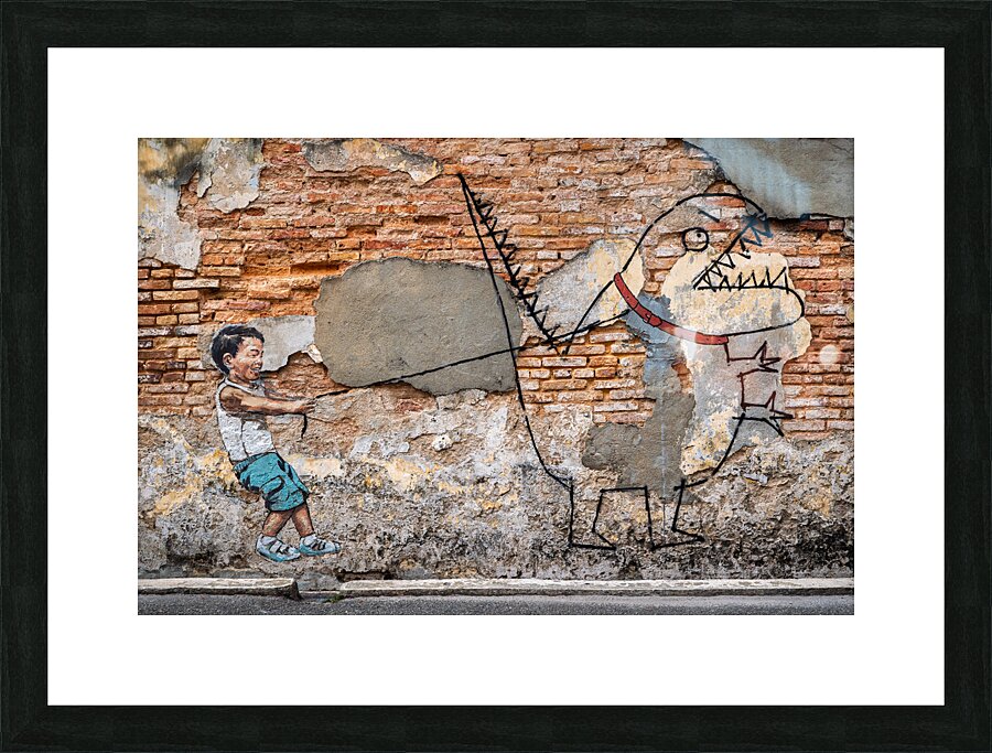 Boy With Dinosaur Picture Frame print