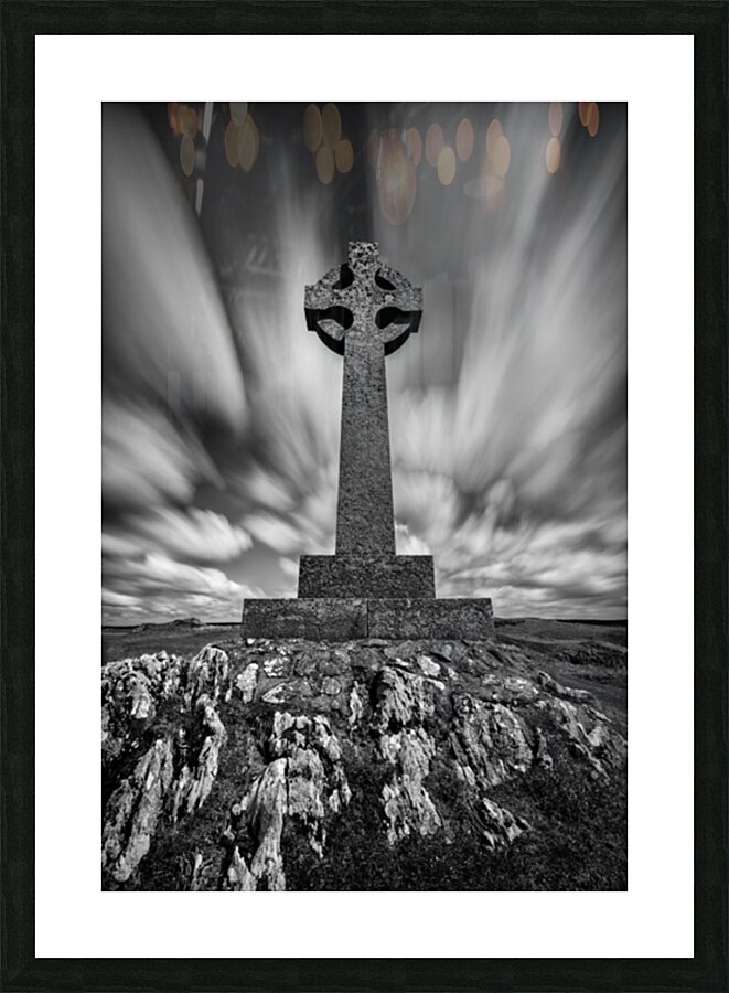 Llanddwyn Island Celtic Cross Picture Frame print