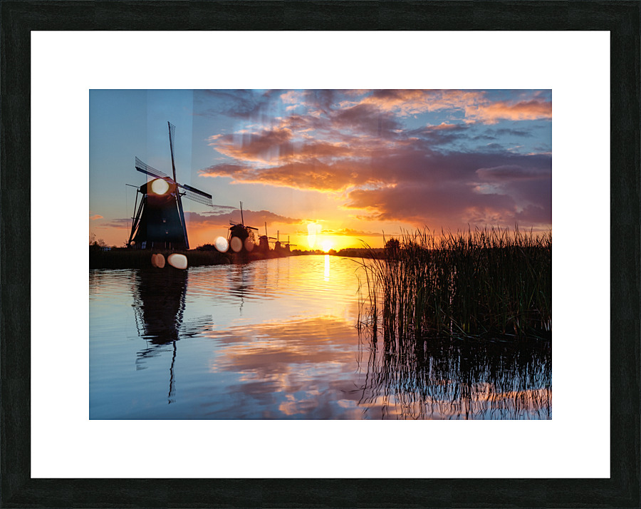 Kinderdijk Sunrise Picture Frame print