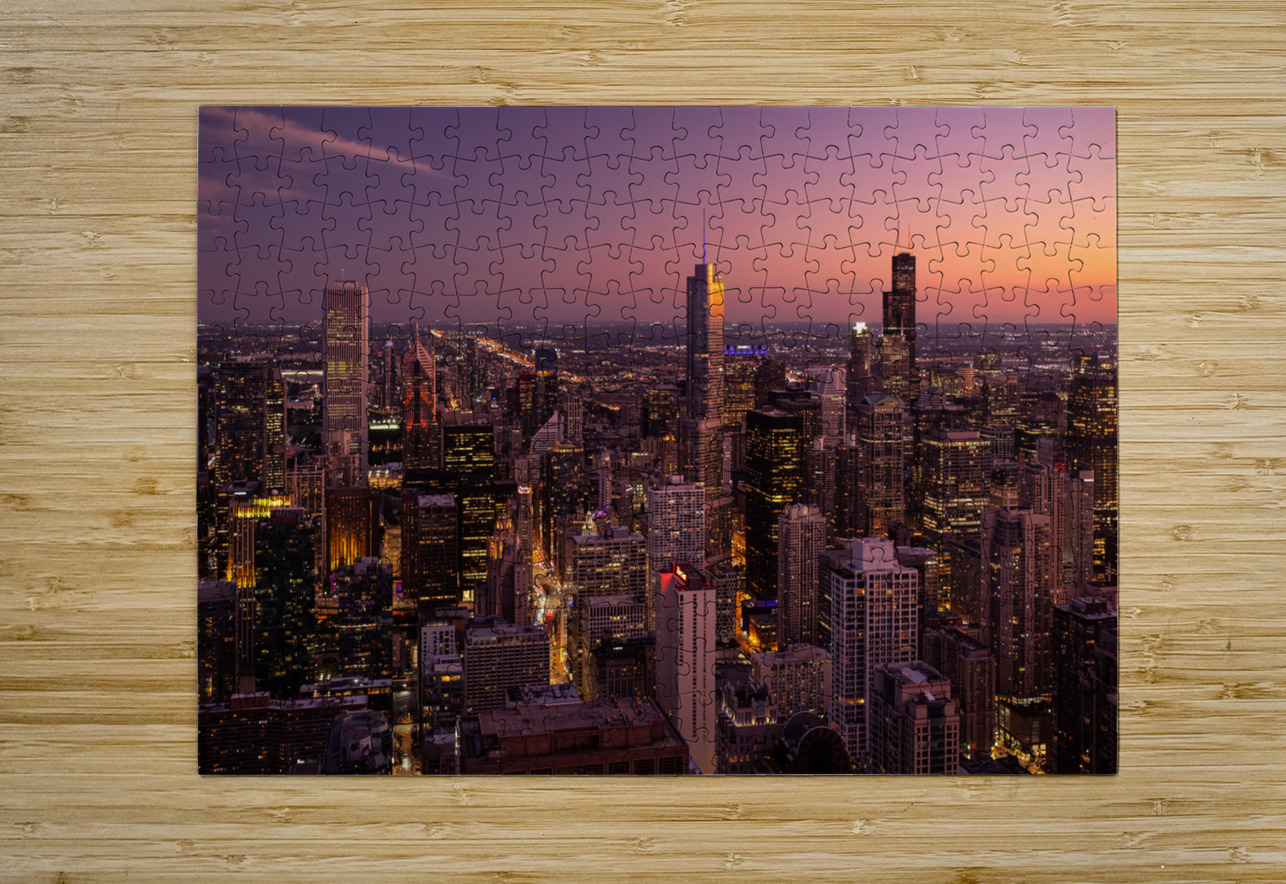 Chicago at Dusk Dave Bowman Puzzle printing