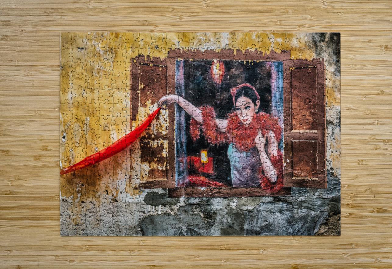 Lady with Red Scarf Dave Bowman Puzzle printing