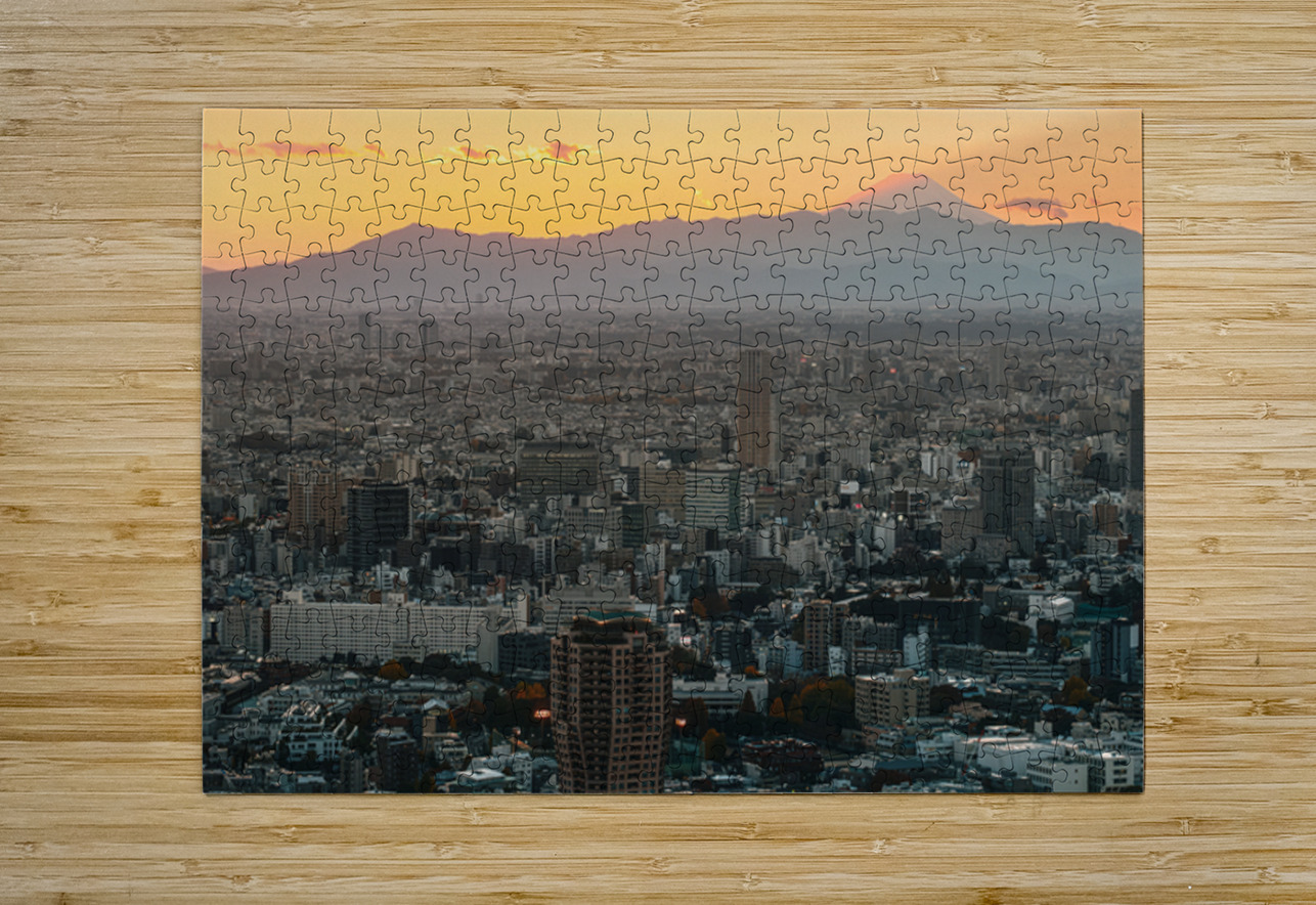 Tokyo and Mount Fuji at Sunset Dave Bowman Puzzle printing