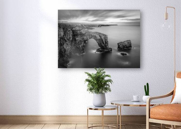 Green Bridge of Wales - Black and White Edition by Dave Bowman