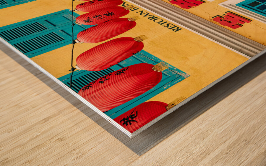 Colourful Restaurant Wood print