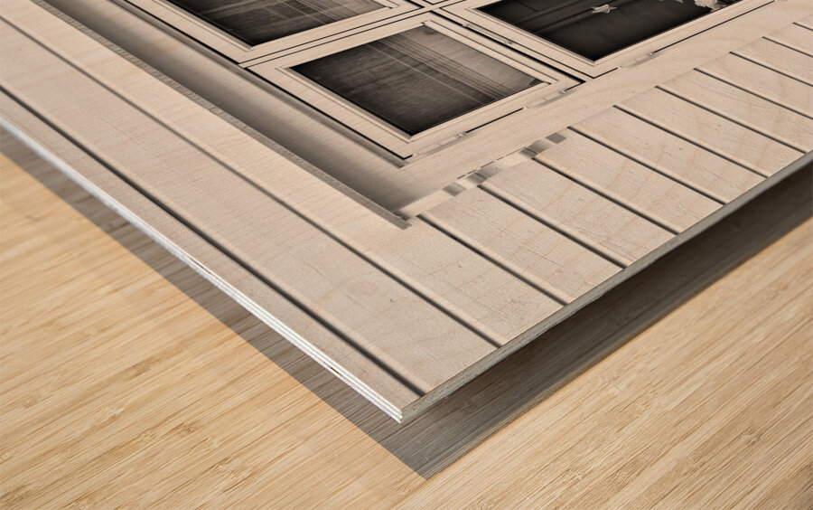 Houses and Windows Wood print