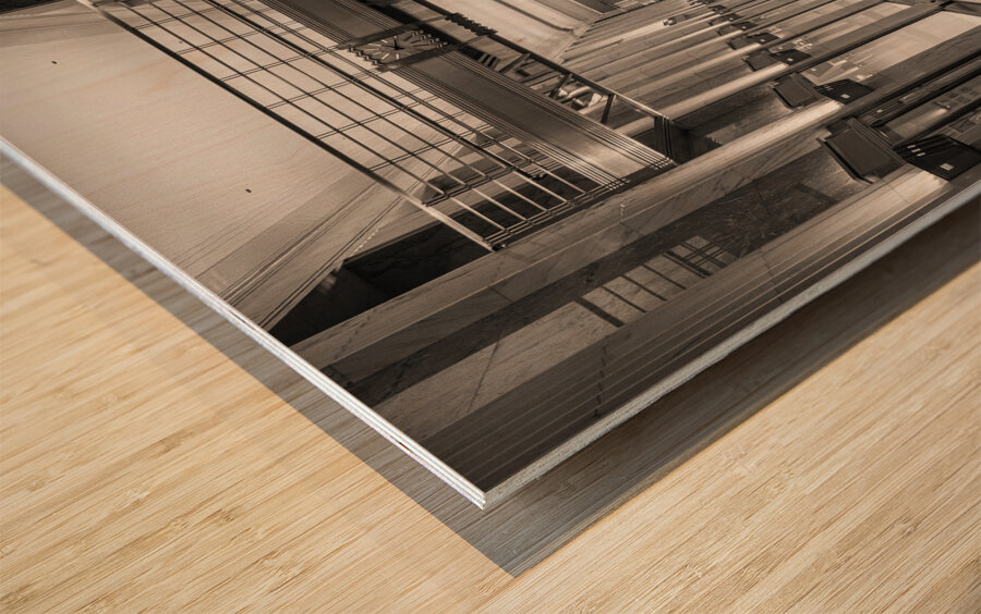 Field Building Interior Wood print