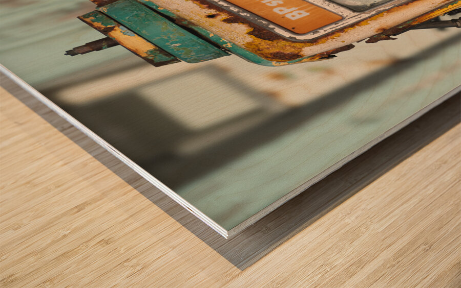 Old Petrol Pump Wood print