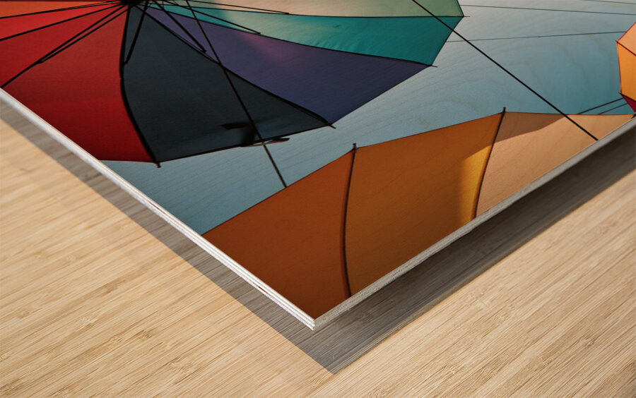 Penang Umbrellas Wood print