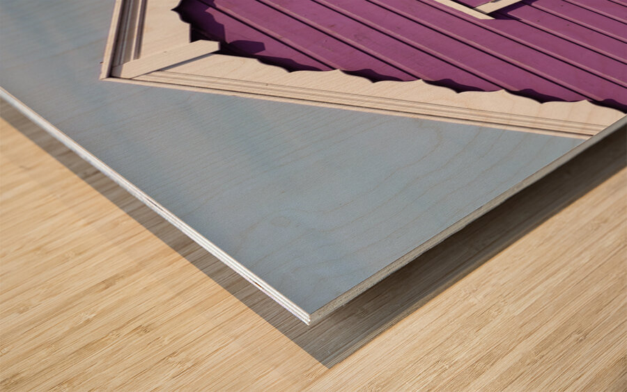 Purple Beach Hut Wood print