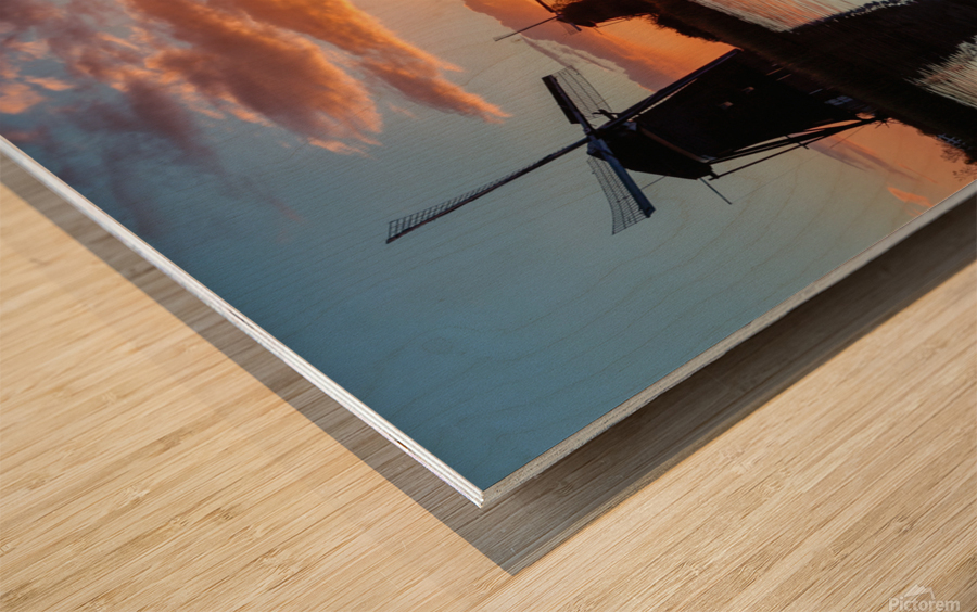 Kinderdijk Sunrise Wood print