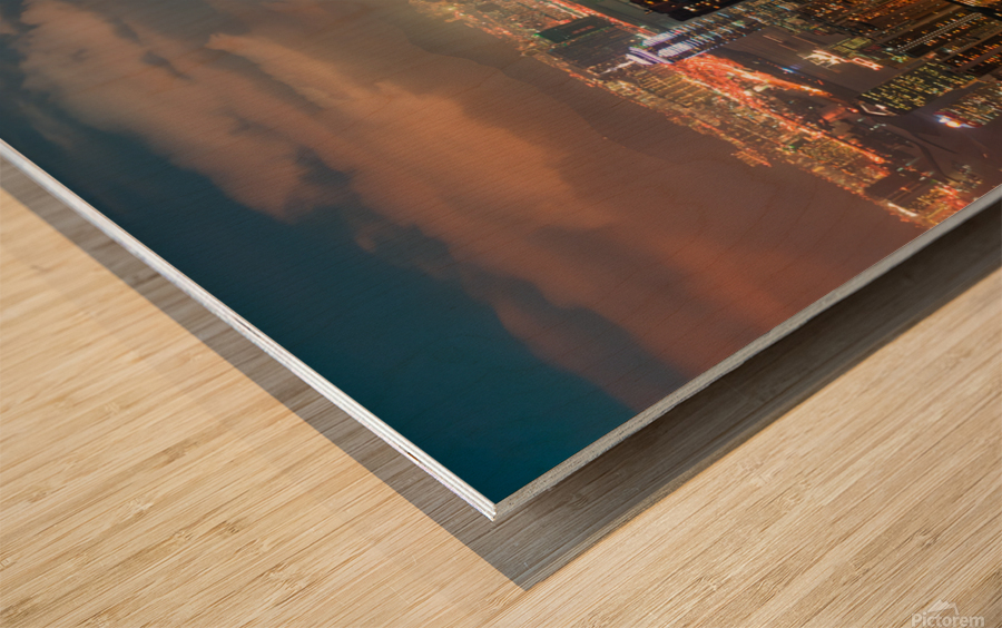 Hong Kong at Night Wood print