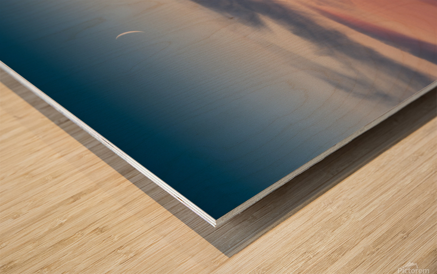 Crescent Moon Over North Uist Wood print